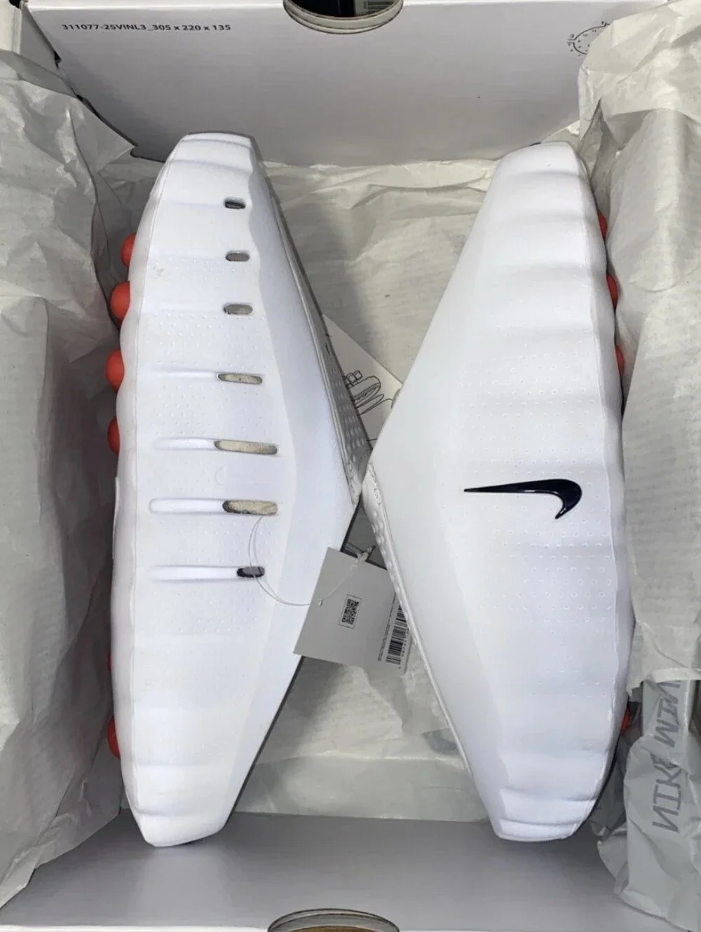 ***RUNS SMALL*** Men's Size 10 Nike Mind 001 White Speed Red Slide Mule